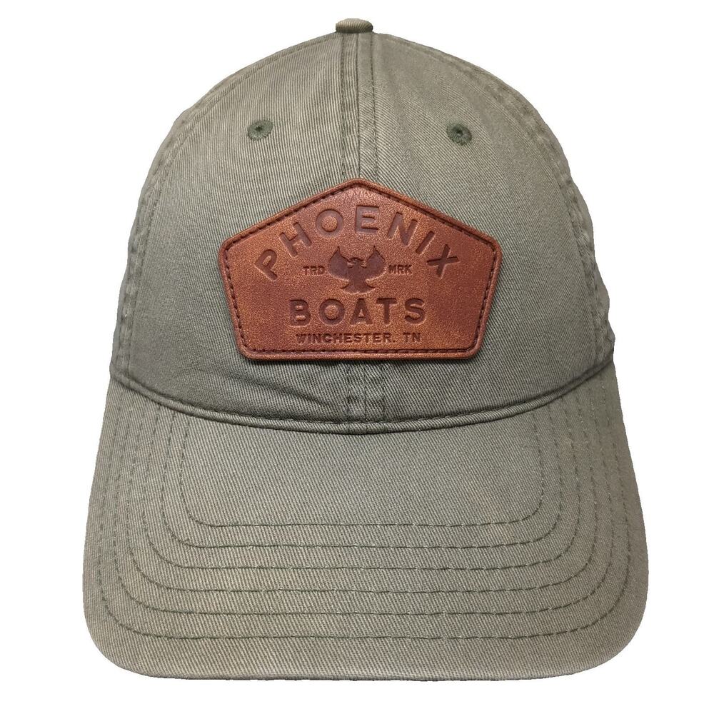 Phoenix Boats Baseball Cap Green One Size Leather Patch Slideback Adjustable Hat